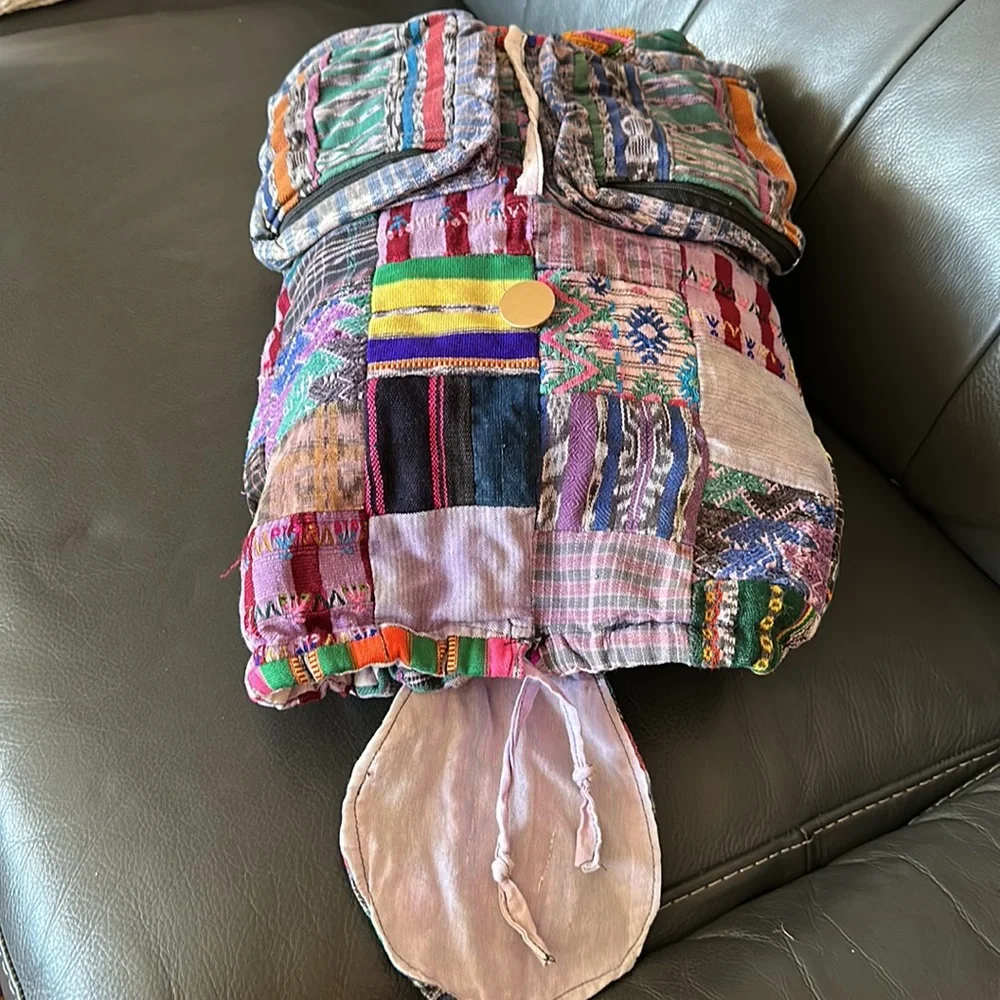 Boutique vintage hand made quilted patchwork print back pack - Never used